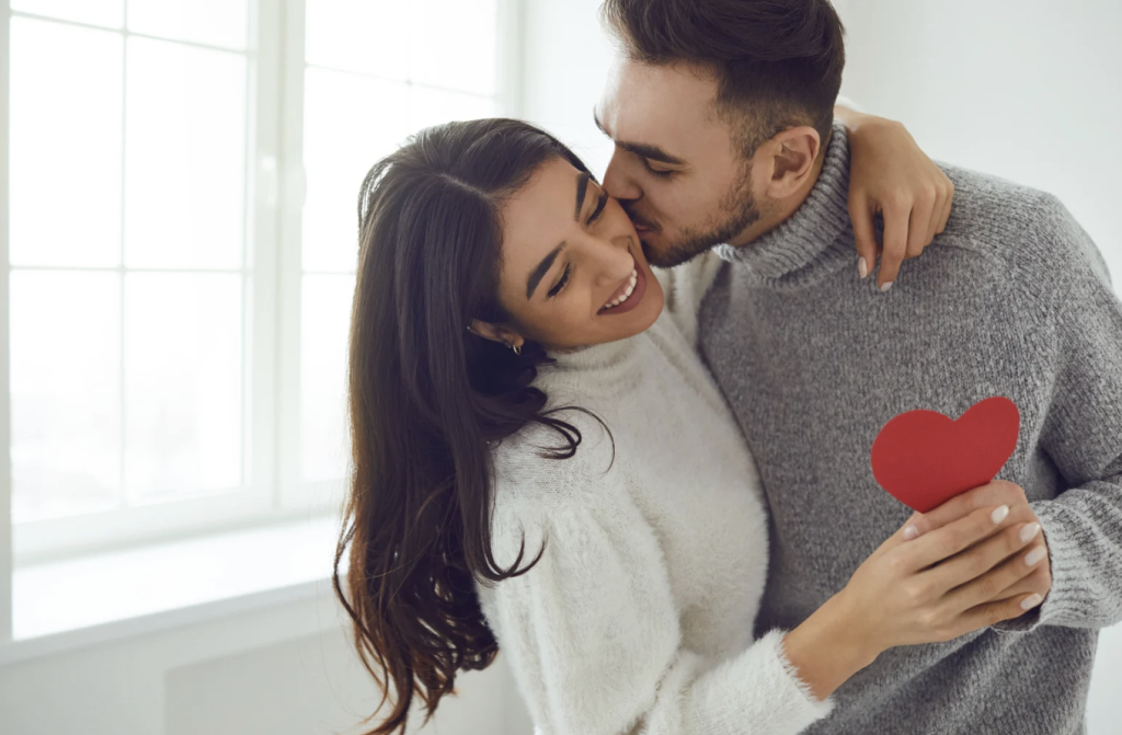 happy couple on valentine's day after using video dating app to meet